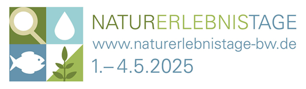 Logo Naturerlebnistage mit Hinweis auf Datum 1.-4. Mai 2025